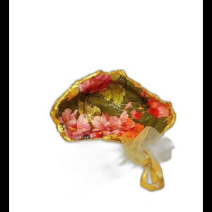 Floral Gold Rim Decoupage Oyster Shell Coastal Beach Art Vanity Trinket Dish Dec